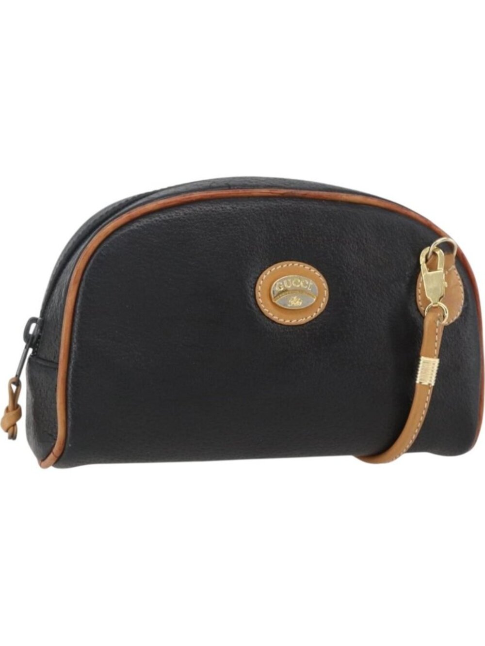 GUCCI Shoulder Bag Leather Black Gold